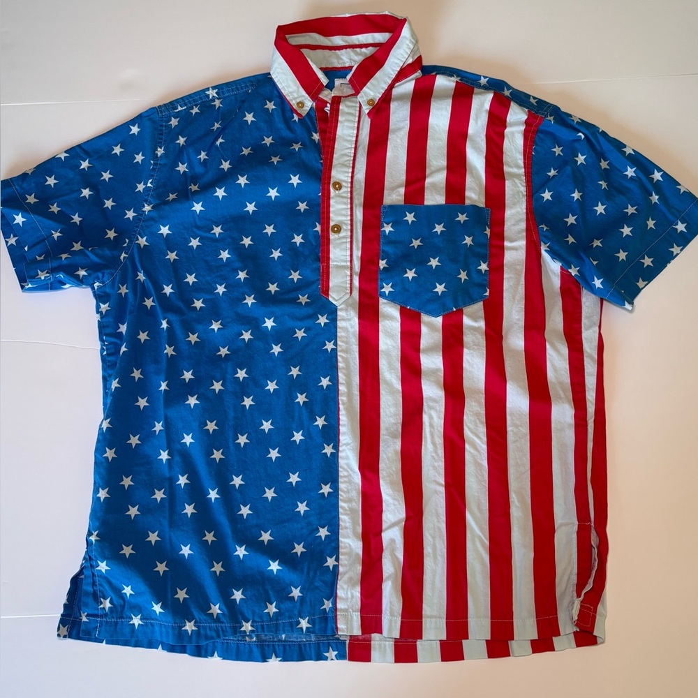 Chubbies The Nutter Shirt Mens M Polo Pullover USA Flag